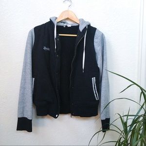 Baseball Style Hooded Zip Up